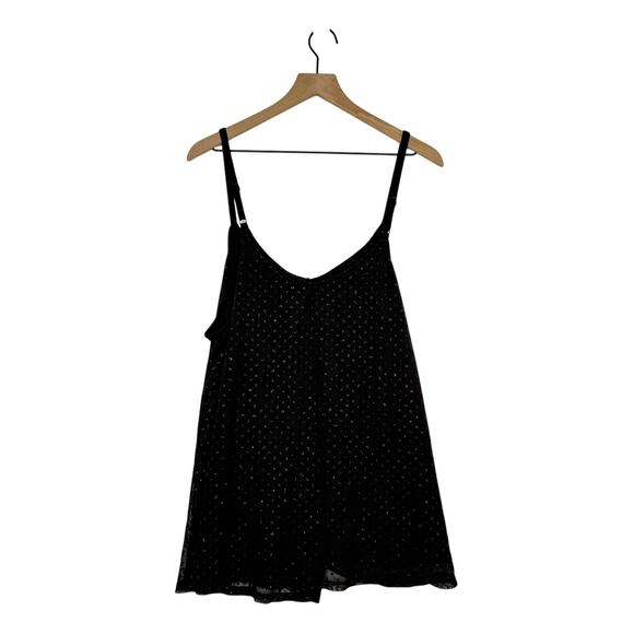 Torrid Cami Tank Top Size 3 Black V-Neck Mesh Shimmer Polka Dot Whimsygoth - Picture 2 of 8